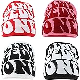 yolrdiw 4 Pieces Y2k Beanie Letter Graphics Knitted Hat Winter Warm Skull Cap for Women Men