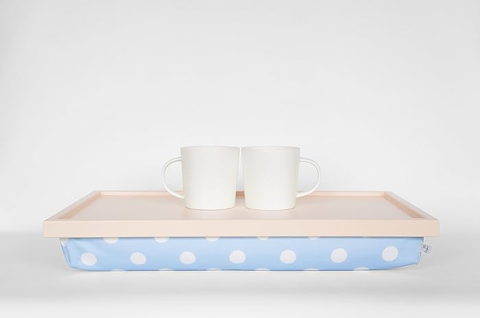 Lap Tray With Pillow Light Blue Polka Dot Serving Tray With