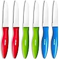 NTCZH Classic Paring Knives with Straight Edge, Spear Point Color Paring Knife Set of 6, Fruit and Vegetable Knife, Ultra Sharp Kitchen Knives, German Steel, PP Plastic Handle, red/Green/Blue