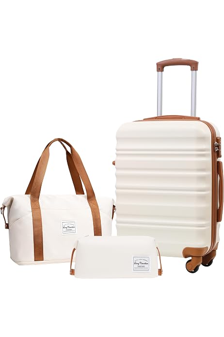 Set Valises COOLIFE 3 Pièces – 28” + Sac De Voyage + Trousse – Coque Rigide ABS, Roues 360°