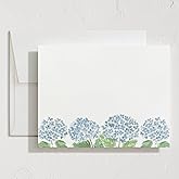 Minted Hydrangea Love Stationery Cards, 10 Count, Blank Cards and Envelopes For Thank You Notes, Invitations & Handwritten Messages, Note Cards & Stationery Set, Gifts for Women, Blue Color Theme