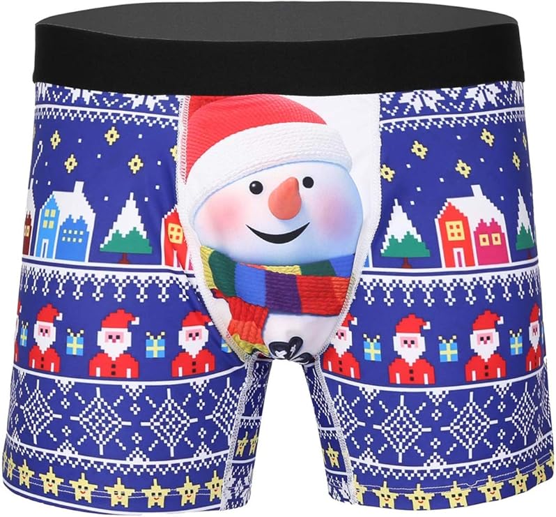 zdhoor Men's Santa Claus Christmas Novelty Humorous Underwear Xmas Snowman Funny Holiday Boxer