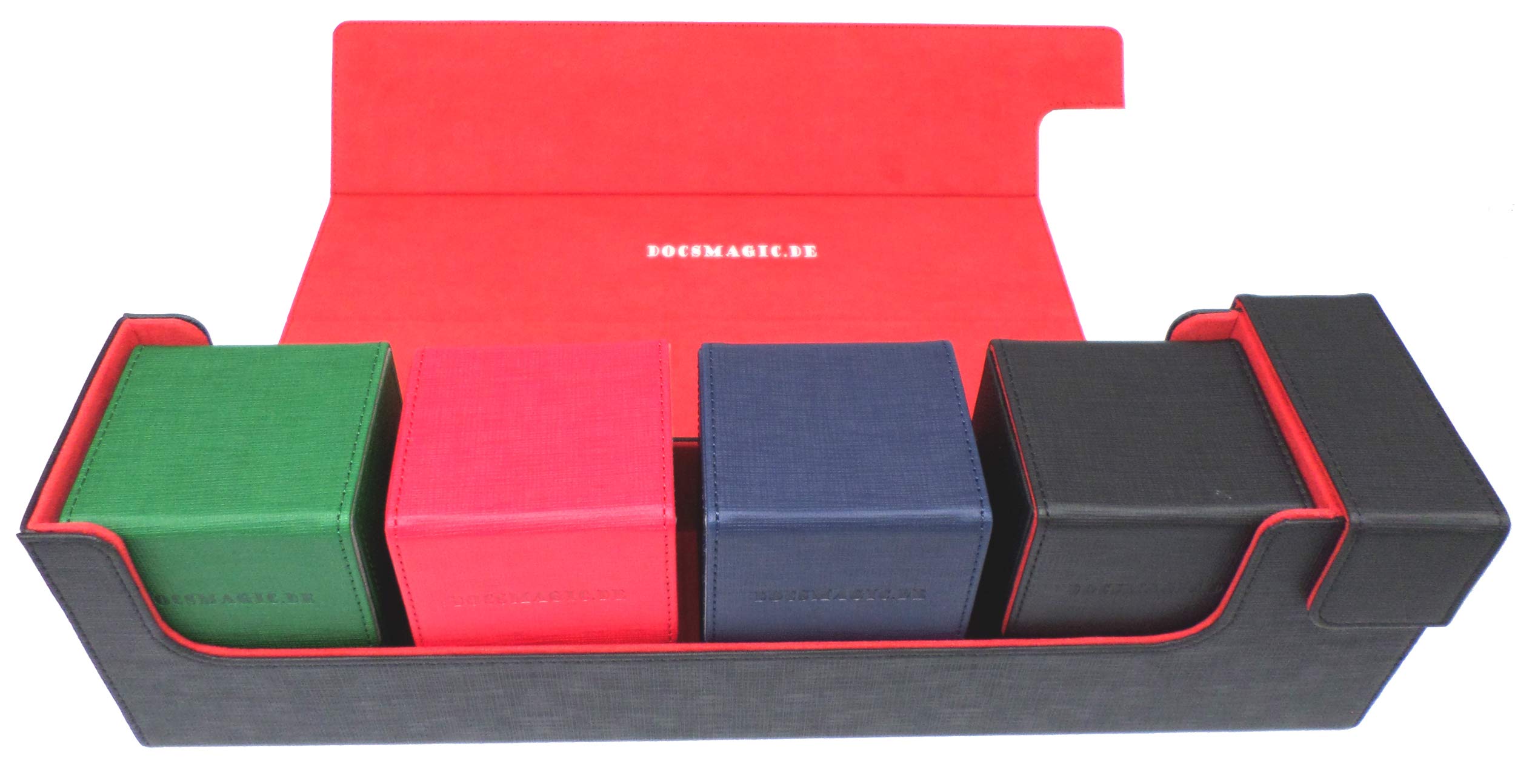docsmagic.de Premium Magnetic Tray Long Box Black/Red Large + 4 Flip Boxes Mix 1 — image 1