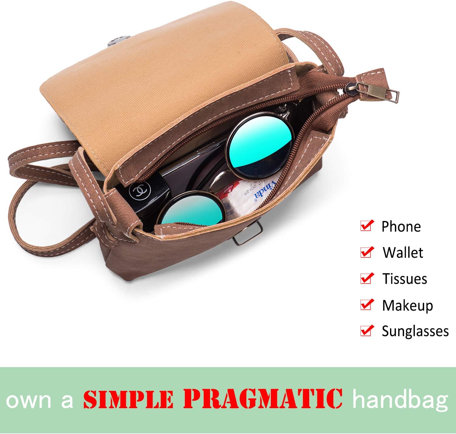 LaRechor Small Crossbody Bag for Women with Anti Theft Lock PU Leather Women's Cross Body Bags Retro Handbags Shoulder Bag for Ladies Girls Travel Holiday Summer - Image 4