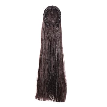 Lamvi Long Shiny Straight Hair Extension Wig Black For Women 30