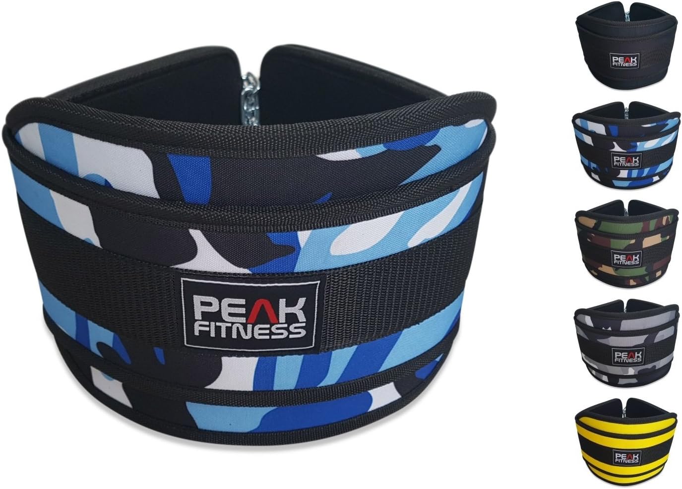 Peak Fitness | Unisex Neoprene Pro Dipping Belt | Strong Carabiner | 24” Chain | Supports up to 80kg of Weight | 7” Durable Back Support | Easy to Transport | Folds and Fits in Gym Bag