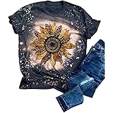 Sunflower Shirts for Women Cute Graphic Tee Shirts Letter Print Funny Tee Shirts Top