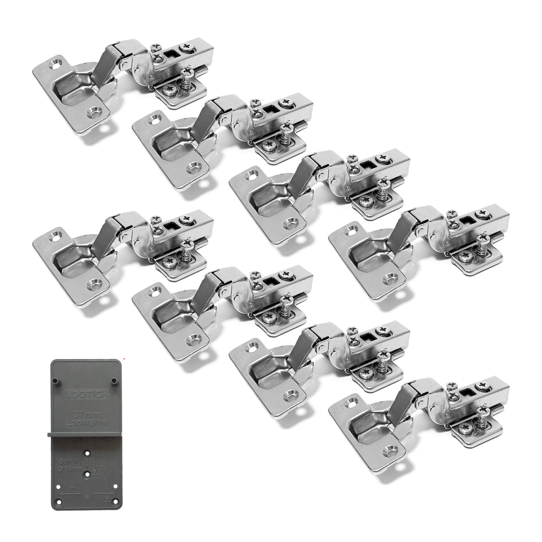 Photo 1 of LOOTICH 110 Degree Inset 35mm Soft Close Hinges with Hydraulic Damper for Kitchen Cabinet Cupboard Wardrobe Door Automatic Hinges with Cushioning European Type Pack of 8