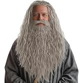 HOMELEX Grey Wizard Beard And Wig - Halloween Funny Father Time Costume Accessory for Adults