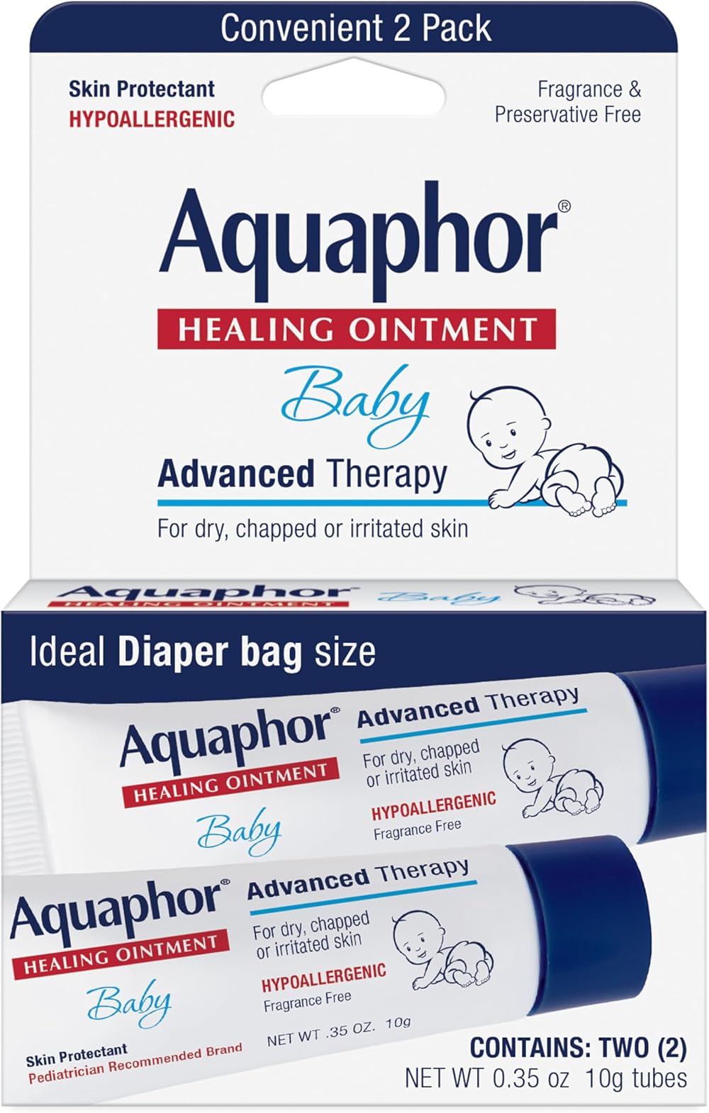 Aquaphor Baby Healing Ointment Advanced Therapy 2 tubes 0.35 oz each