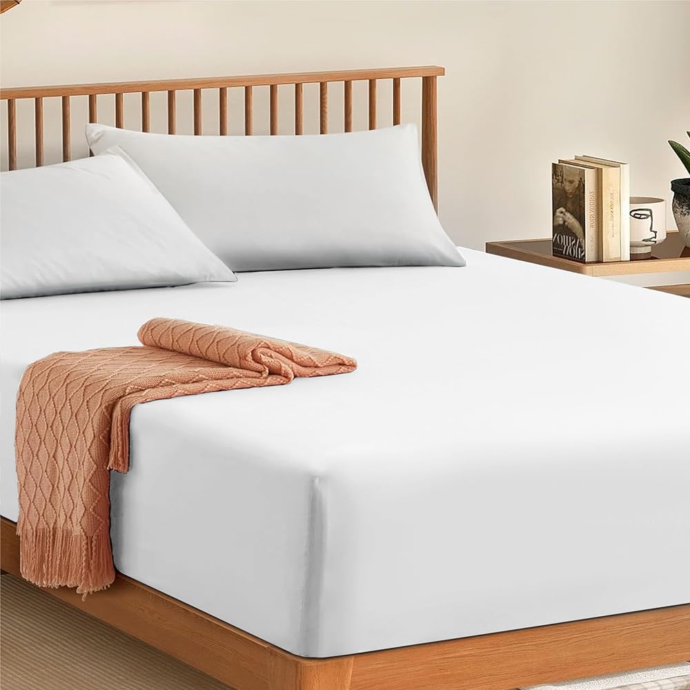 My Home Store 100% Egyptian Cotton Fitted Sheet 300TC White Double