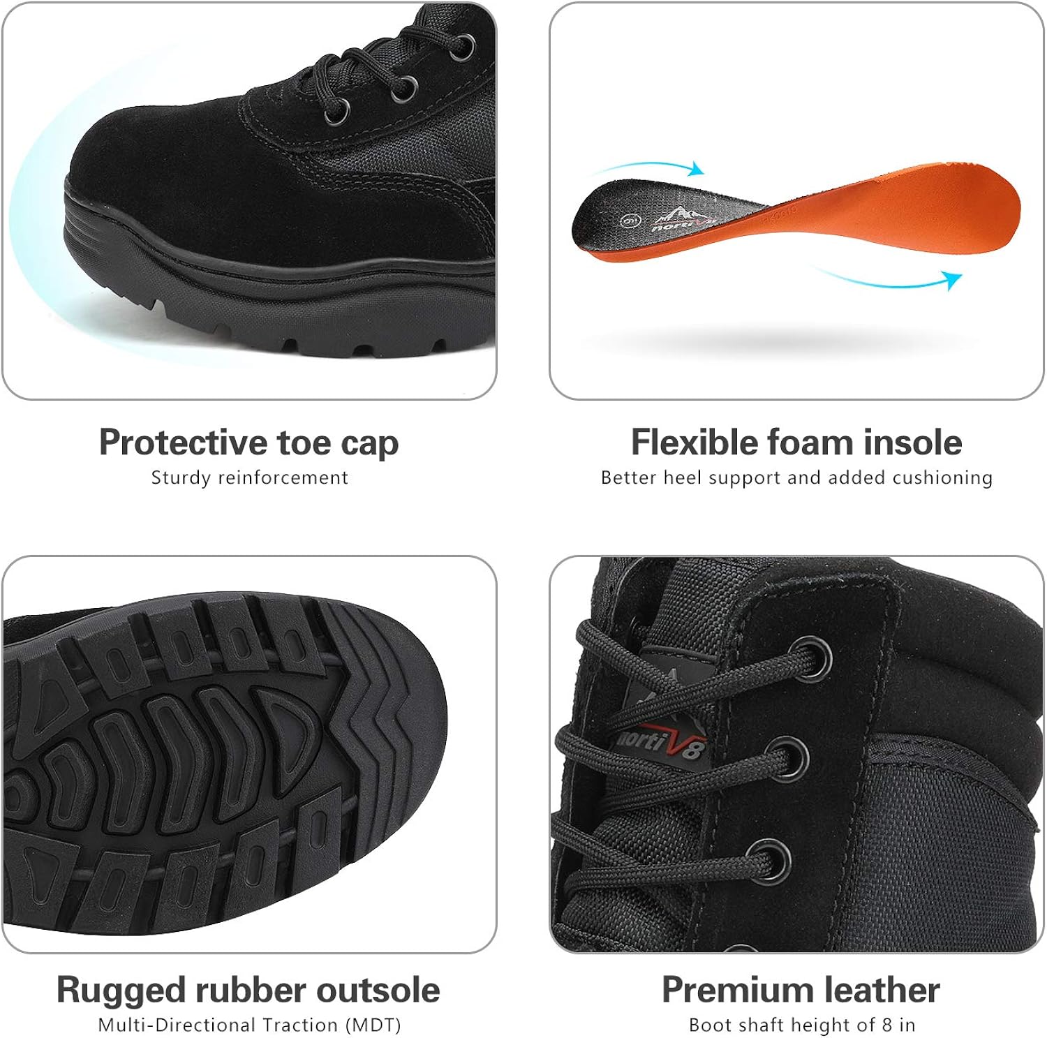NORTIV 8 Men's Military Tactical Work Boots Side Zipper Leather Motorcycle Combat Bootie: Shoes