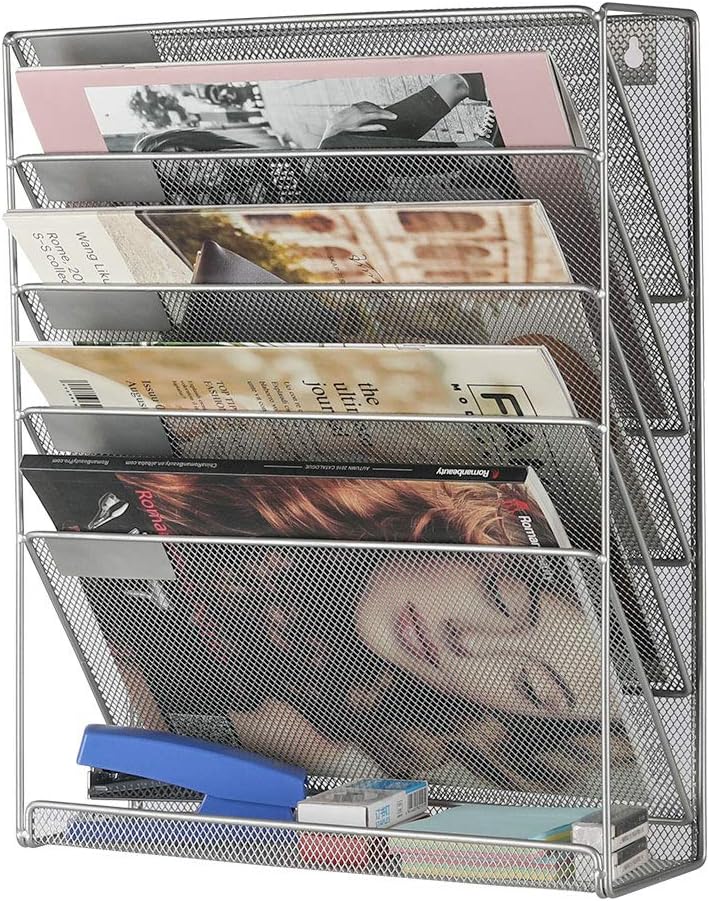 EasyPAG Mesh Wall Hanging File Holder Organizer Mounted Document Tray, Silver : Office Products