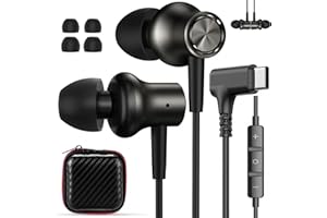 USB C Headphone Right Angle Magnetic Wired Earbuds for Samsung S26 Ultra S25 FE A16 A17,In-Ear Type C Earphone with Mic Contr