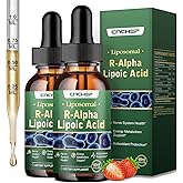 2PCS R Alpha Lipoic Acid Liquid Drops 600mg – ALA Supplement Nerve Savior for Neuropathy for Nerve, Energy & Metabolism Support - Extra Strength with Turmeric, Selenium, C E & B12, Strawberry Flavor