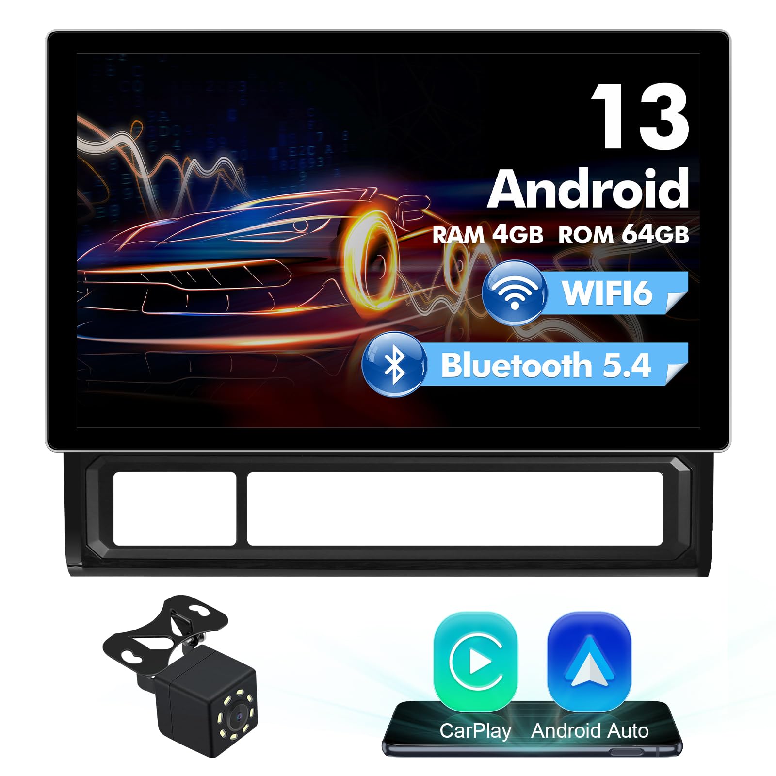 Photo 1 of 4+64G 11.5-inches Android 13 WiFi 6 Car Stereo for Toyota Tacoma 2005-2013 Touchscreen Screen Bluetooth 5.4 Car Radio with Carplay & Android Auto Support Backup Camera FM, Navigation, SWC