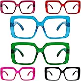 GUD Huge Square Reading Glasses with Screwless Spring Hinge Metalless 6 Pack Oversized Women Readers
