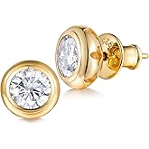 0.6-4CT Moissanite/Sapphire/Ruby/Emerald Sparkle Stud Earrings for Women, Round/Heart/Oval/Pear Cut, Solid 925 Sterling Silver, Hypoallergenic Anniversary Birthday Valentines Jewelry