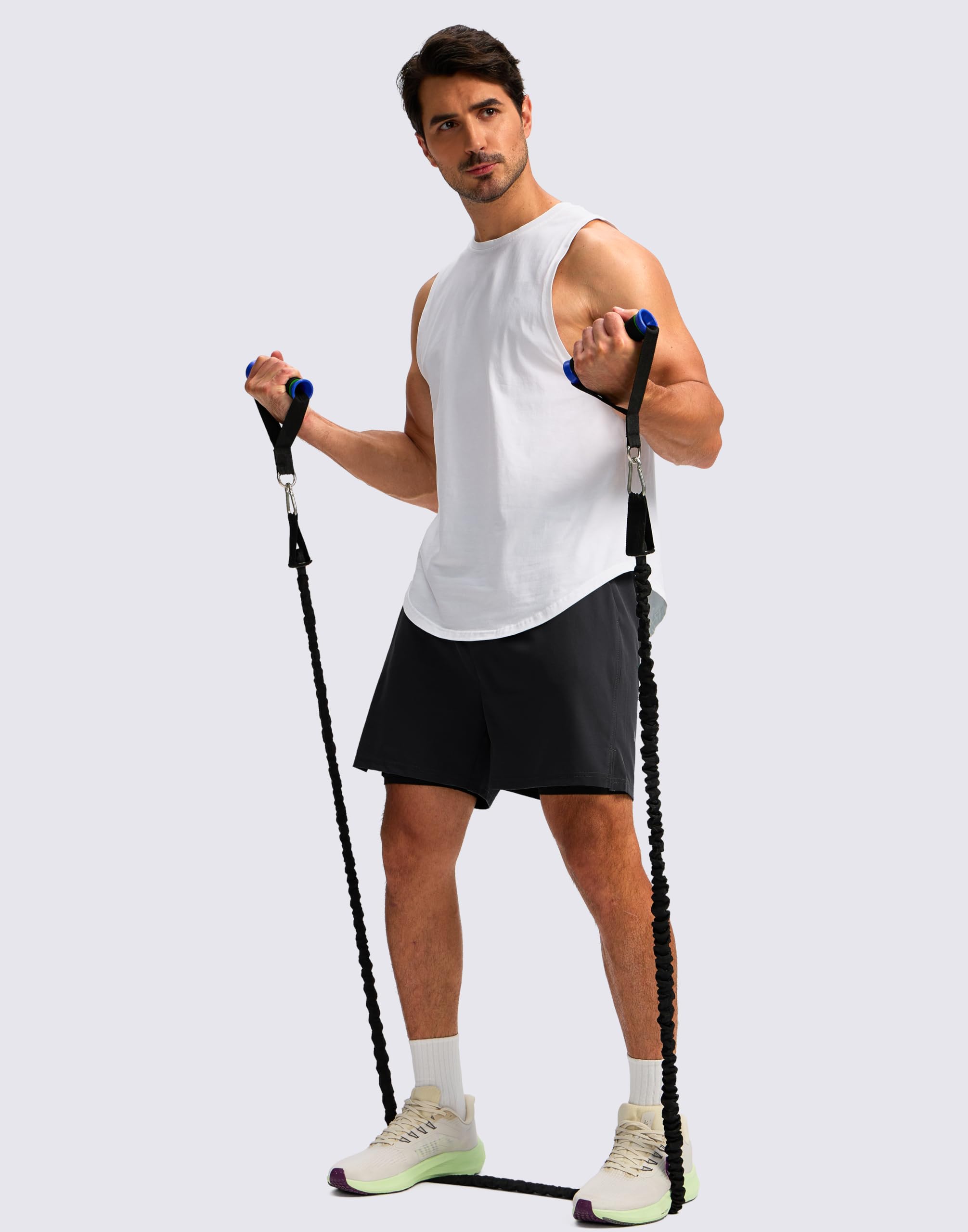 Soothfeel Men's 2 in 1 Running Shorts with 4 Pockets 5 Inch Quick Dry Gym Active Workout Athletic Shorts for Men with Liner