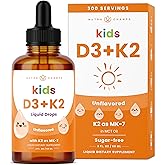 NutraChamps Kids Vitamin D 3 K2 Drops, Vitamin D3 &amp; K2 MK-7, Liquid Vitamin D for Kids 1000 IU, Healthy Bones, Heart &amp; Immune System, Sugar Free Supplement for Toddlers, 300 Servings