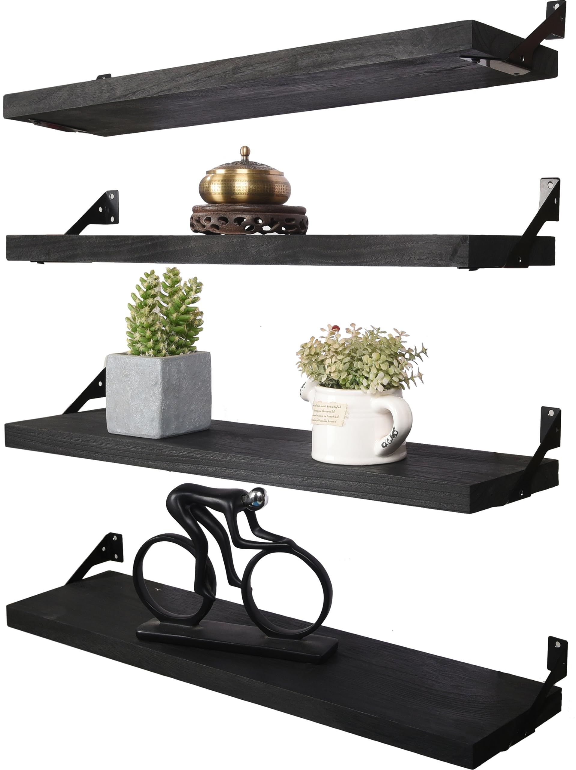 HXSWY 24 Inch Rustic Wood Floating Shelves for Wall Decor Farmhouse ...