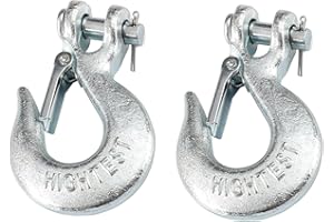 EYSOLD 2 Pack 1/4 Chain Hook,Forged Slip Hook with Safety Latch,Heavy Duty G70 Forged Steel Towing Winch Hook Suitable for 8MM Chain Heavy Duty Grab Hook,12,600 Lb Capacity