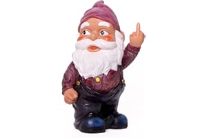 Funny Guy Mugs Middle Finger Indoor/Outdoor Gnome for Patio, Yard or Lawn - Funny Garden Gnome - Naughty Gnomes