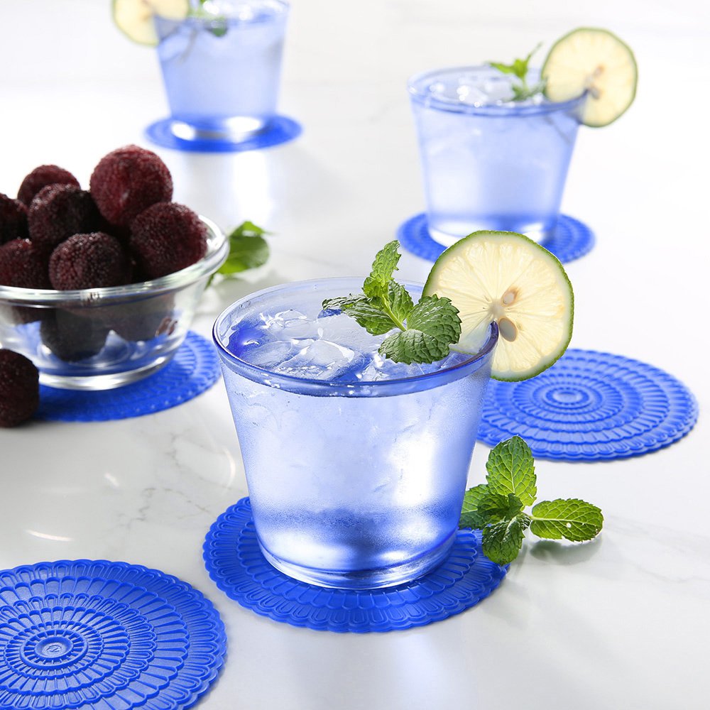 Zanmini Silicone Coasters Set, Floral Design Silicone Glass Coasters, 6pcs/Set, 4\