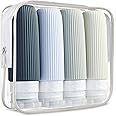 Mrsdry Travel Bottles for Toiletries, Tsa Approved 3oz Portable Travel Bottles, BPA Free Leak Proof Squeezable Silicone Travel Size Containers, Travel Accessories with Clear Toiletry Bag (4 Pack)