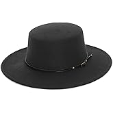 EOZY Women Men Classic Felt Fedora Hat Wide Brim Flat Top Jazz Panama Hat Casual Party Church Hat