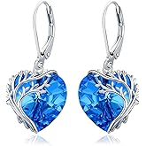 Tree of Life Earrings for Women 925 Sterling Silver Tree of Life Drop Earrings with Heart Crystal Tree of Life Jewelry Birthday Anniversary Party Gifts for Women Girls
