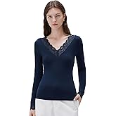 SUUKSESS Cloud Cashmere Women Basic Tops V Neck Boat Neck Lace Long Sleeve Shirt
