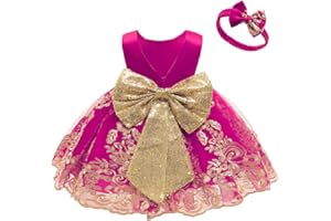 CMMCHAAH 0-6 Years Baby Girls Pageant Lace Embroidery Dresses Toddler Formal Dress with Headwear