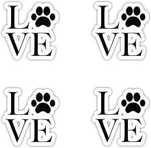 I Love Dogs Sticker - Vinyl Decal - Laptop, Decor, Window Vinyl Decal Sticker - (4 Stickers Each 2” Vinyl Decal)
