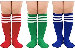 American Trends Kids Child Athletic Socks Striped Knee High Tube Soccer Socks Baseball Softball Socks for Toddler Girls Boys,