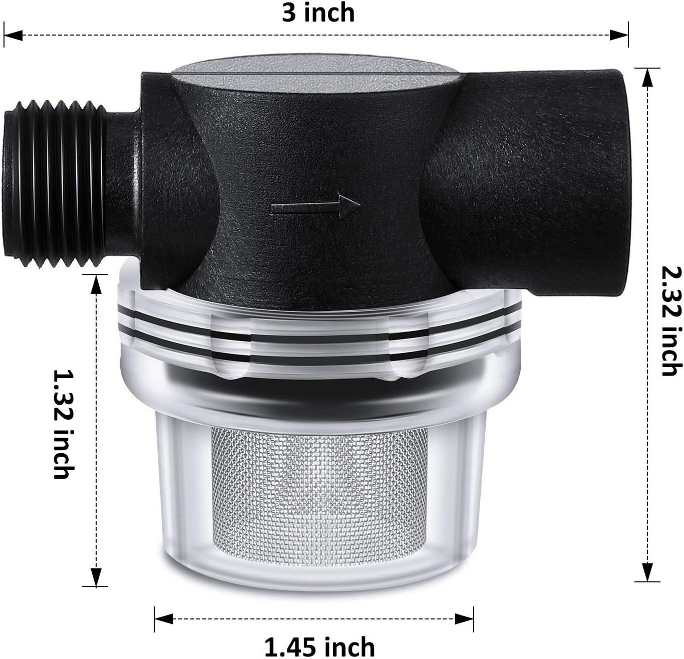 Water Pump Strainer Filter, RV Replacement 1/2 Inch Twist-On Pipe Strainer Compatible with WFCO or Shurflo Pumps - - 