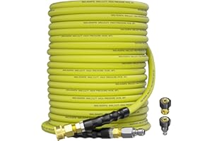 TechSweepPro Pressure Washer Hose 100FT 3/8" for Cold and Hot Water 212°F, with Swivel Quick Connect, 4500PSI Kink Resistant Grade Steel Wire Braided, Power Washer Hose With 2pcs M22-14mm Adapter