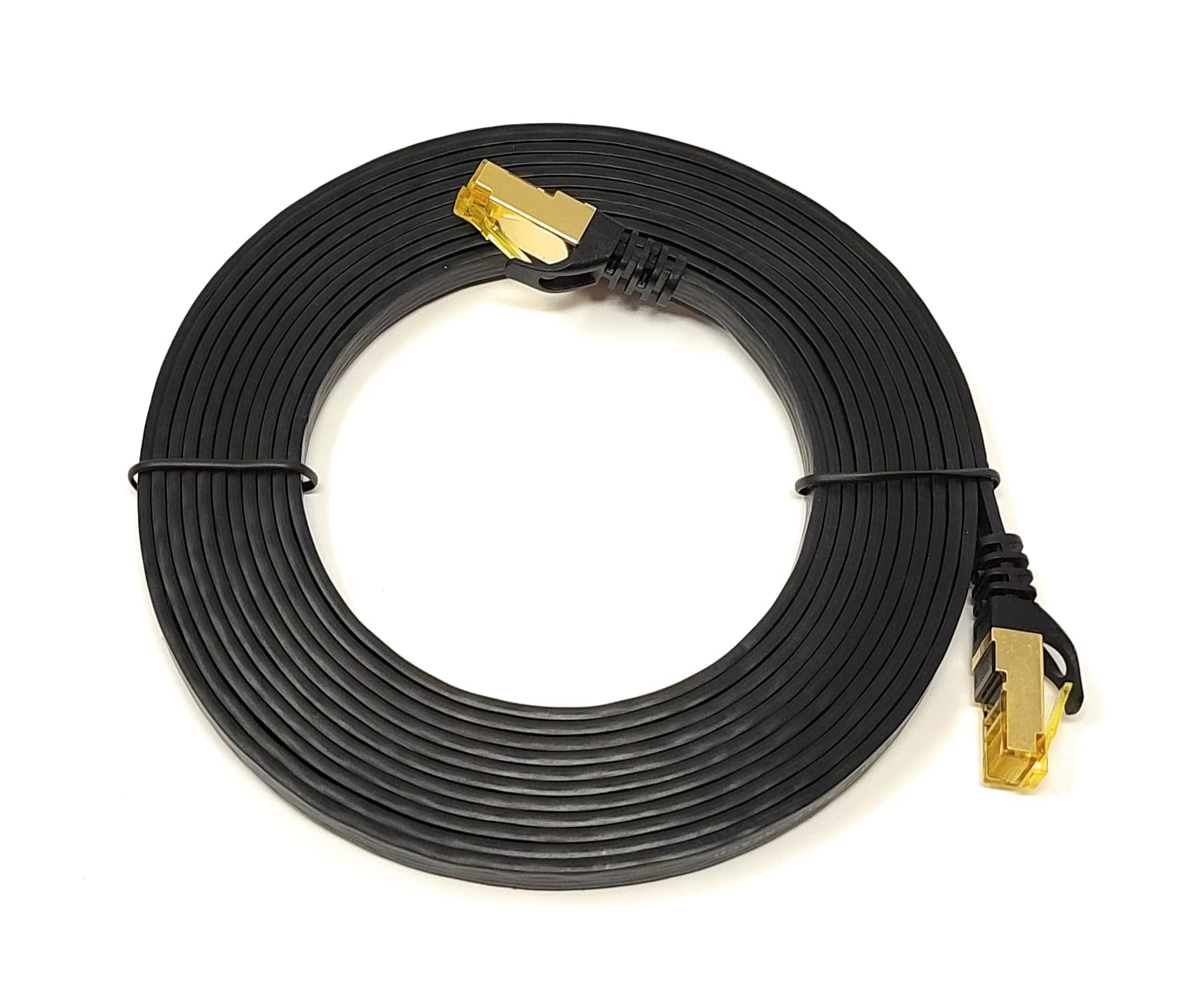 Maincore (3m CAT7 Flat Ethernet Cable 10Gbps 600Mhz High Speed Gigabit SFTP, Cat 7 Lan Network Internet Cord, RJ45 Gold Plated Connectors (3m, Black)