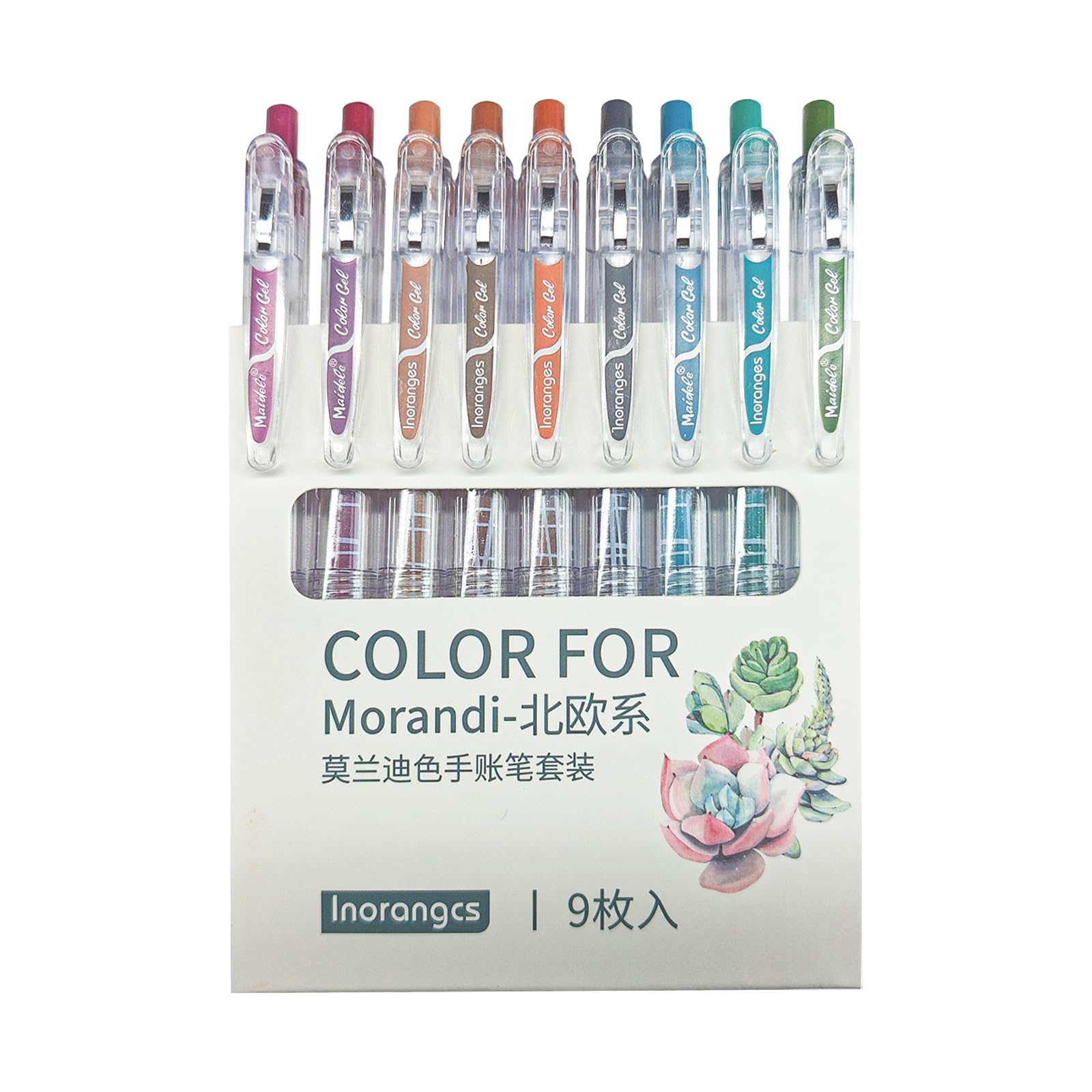 kinleed Gel Pens Set, 9 Colors Retractable Medium Point(0.5mm) Gel ...