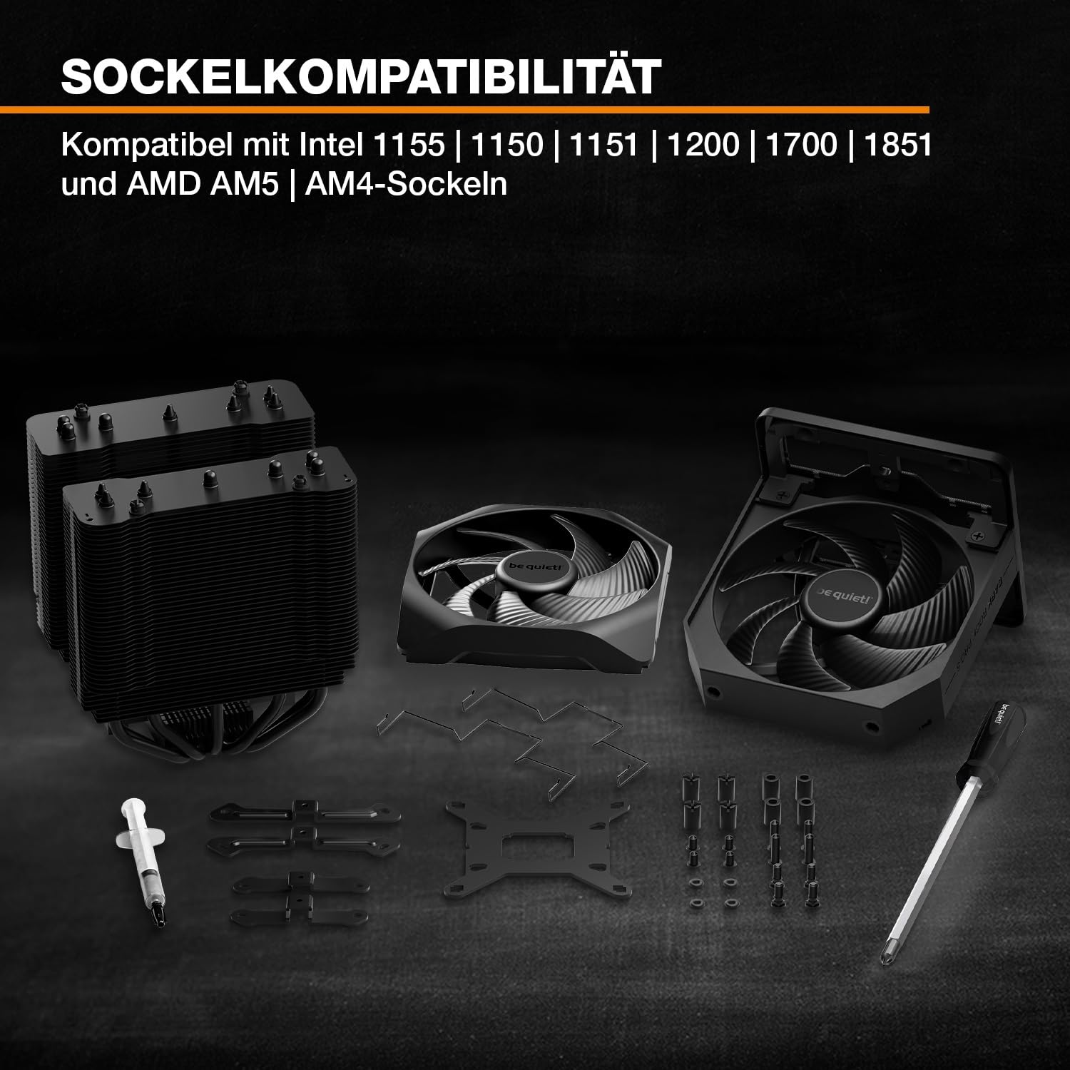 be quiet! Dark Rock Elite Luftkühler, 2x Silent Wings 135mm PWM Lüfter, Speed Switch mit 2 Modi, Hochleistungs-Heatpipes, Frontlüfter-Montagesystem, erhöhte RAM-Kompatibilität, ARGB LEDs, BK038 6