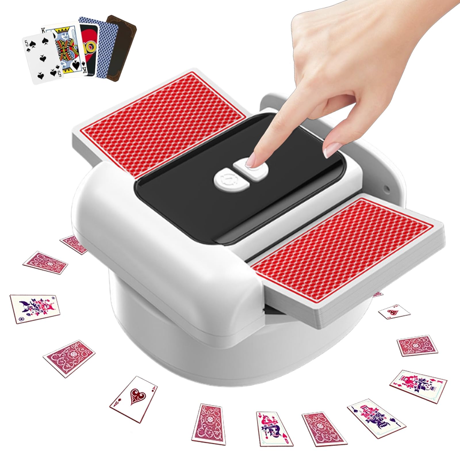 NCONCO 1-2 Deck Automatic Card Shuffler, Battery-Free Rechargeable Electric Shuffling Machine with Low Noise, Anti-Jam & Arthritis-Friendly Card Shuffler for UNO, Blackjack & Family Game Nights