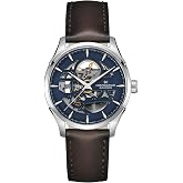 Hamilton Jazzmaster Skeleton Automatic Men's Watch, 40mm Case | Swiss Made, Blue Dial Analog Watch, WR 50m, Sapphire Crystal, 3-Hand Movement, Cow Leather Strap, Stainless Steel Case