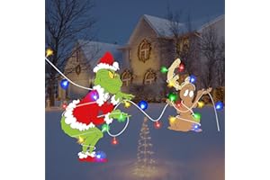 ACAUTO Christmas Fence Decorations Outdoor, 2pcs Christmas Yard Decorations, Fence Yard Garden Lawn Outside Christmas Decor