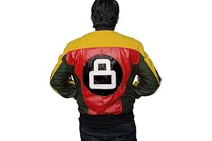 EASTIFIED Mens 8 Ball Pool Billiard Bomber Lightweight Casual Stylish Fashion 80s 90s Retro Zip Up Faux Leather Jacket