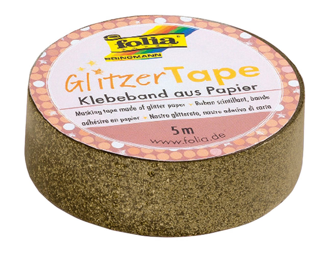 folia 28104 Glitter Tape Gold, 5 M X 15 MM