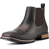 JASONSTAR Chelsea Cowboy Boots for Men Square Toe Western Boots Classic Casual Work Ankle Boots-botines para hombre