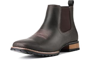 JASONSTAR Chelsea Cowboy Boots for Men Square Toe Western Boots Classic Casual Work Ankle Boots-botines para hombre