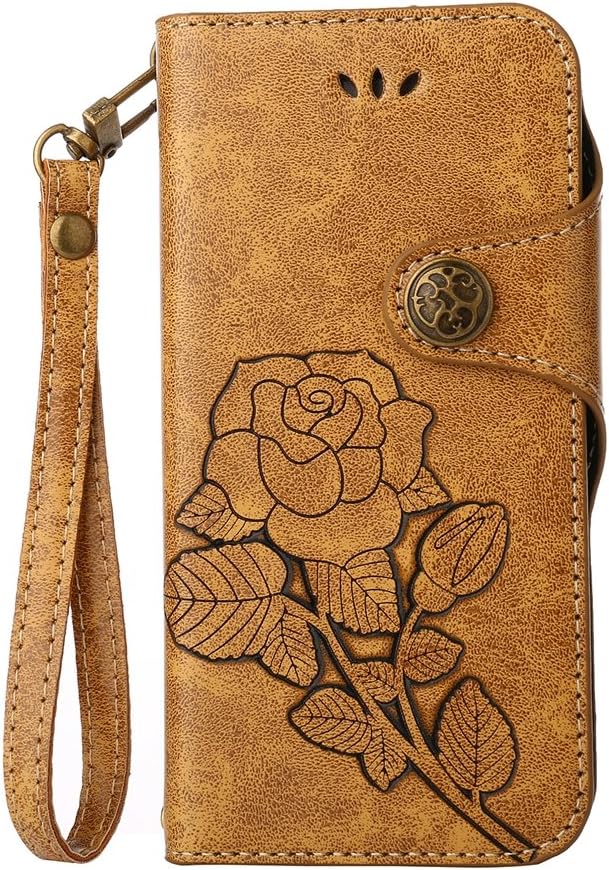 SITCO Flip Wallet Leather Case Retro Phone Case Rose Cover Card Slots for Lenovo K6