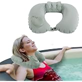 MABOZOO U-Shaped Hot Bathtub Pillow,Inflatable Spa Pillows for Hot Tub with Adjustable Button for Shower, Neck Support Headrest &amp; Leg Pillow for Relaxation Spa Soak in Bathtub