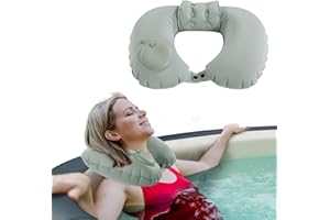 MABOZOO U-Shaped Hot Bathtub Pillow,Inflatable Spa Pillows for Hot Tub with Adjustable Button for Shower, Neck Support Headrest & Leg Pillow for Relaxation Spa Soak in Bathtub